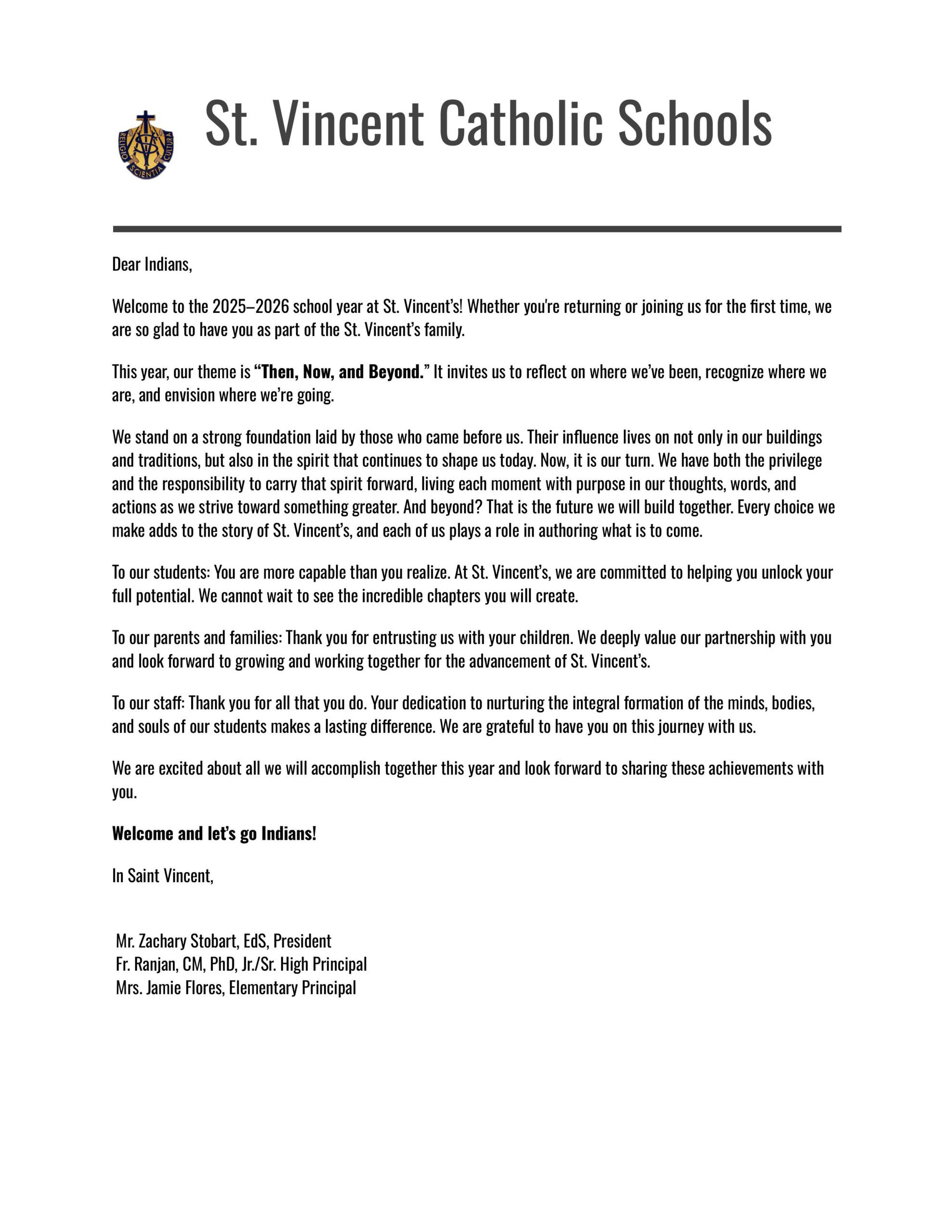 Welcome Letter